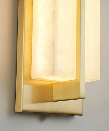 Rectangular Alabaster Brass Wall Sconce Lighting